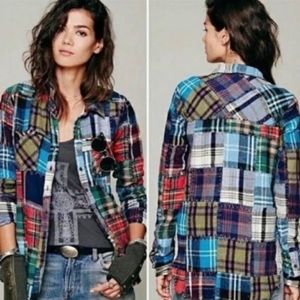 Free People lost in plaid flannel shirt L we the free